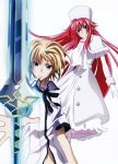  1boy 1girl absurdres blonde_hair blue_eyes high_school_dxd highres kiba_yuuto long_hair redhead rias_gremory sword weapon 