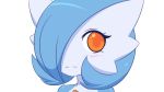  1girl alternate_color animated animated_gif blue_hair bouncing_breasts breasts fourth_wall gardevoir jcdr kiss lucy_(jcdr) orange_eyes pokemon shiny_pokemon solo 