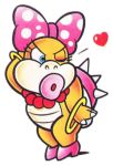  1girl blue_eyes bow bracelet heart high_heels jewelry lips lowres super_mario_bros. necklace official_art one_eye_closed super_mario_bros. wendy_o._koopa wink 