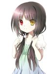  1girl artist_request black_hair child clock_eyes date_a_live long_hair looking_at_viewer red_eyes simple_background solo standing symbol-shaped_pupils tokisaki_kurumi white_background younger 