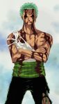  1boy animated animated_gif black_eyes blood blood_on_face bloody_clothes green_hair male_focus one_piece roronoa_zoro solo tagme 