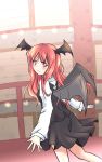  1girl demon_wings head_wings highres koakuma long_hair looking_back mickeysmith red_eyes redhead solo touhou wings 