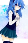  1girl blue_eyes blue_hair blush butterfly fire_emblem fire_emblem:_kakusei long_hair lucina nintendo skirt uniform 