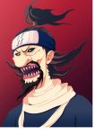  1boy akebino_jinin black_sclera face fangs headband male_focus naruto ninja red_background 