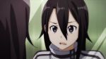  1boy androgynous animated animated_gif black_eyes black_hair kirito kirito_(sao-ggo) long_hair reflection solo sword_art_online trap 