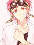  1boy bandage floral_print glasses glasses_on_head head_scarf headband kobi mako1124 male_focus marine one_piece pink_hair solo 