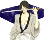  1boy artist_request black_hair ishikawa_goemon_xiii japanese_clothes lupin_iii male male_focus solo sword weapon white_background 