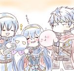  &gt;_&lt; 1girl 4boys =_= armor artist_request belt blue_hair blush cape closed_eyes fingerless_gloves fire_emblem fire_emblem:_kakusei fire_emblem:_mystery_of_the_emblem fire_emblem:_souen_no_kiseki gloves ike kirby kirby_(series) long_hair lucina marth meta_knight multiple_boys nintendo open_mouth pauldrons ribbed_sweater short_hair shoulder_pads smile super_smash_bros. sweatdrop sweater tiara translated yellow_eyes 