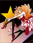  1girl alternate_costume black_legwear blonde_hair high_heels honey_(space_dandy) long_hair official_art pink_eyes space_dandy thigh-highs 