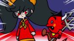  angry animated animated_gif ashley_(warioware) black_hair demon dress horns pitchfork red_eyes skull tied_hair twintails warioware 