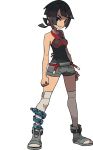  10s black_hair brown_hair higana_(pokemon) looking_at_viewer photoshop poke_ball pokemon pokemon_(game) pokemon_oras sandals short_hair sugimori_ken thigh-highs 