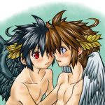  2boys blush child dark_pit kid_icarus kid_icarus_uprising male_focus multiple_boys pit_(kid_icarus) topless umine07308796 wings yaoi 