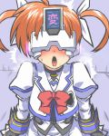  1girl blush female looking_at_viewer lyrical_nanoha open_mouth orange_hair solo sweat to-gnaniwa translated 