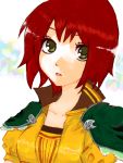  1girl akagami_no_shirayukihime capelet dress green_eyes redhead shirayuki_(akagami_no_shirayukihime) solo upper_body yellow_dress 