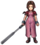  1girl aerith_gainsborough chibi final_fantasy final_fantasy_explorers final_fantasy_vii long_hair looking_at_viewer official_art serious solo square_enix 