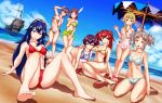  6+girls ahoge ass barefoot beach bikini blonde_hair blue_eyes blue_hair blush braid breasts brown_eyes brown_hair cynthia_(fire_emblem) degel feet fire_emblem fire_emblem:_kakusei highres imo_karubi large_breasts long_hair lucina mark_(fire_emblem) micro_bikini multiple_girls nintendo nn_(fire_emblem) noire_(fire_emblem) purple_hair red_eyes redhead sandals selena_(fire_emblem) serena_(fire_emblem) ship small_breasts sports_bikini spread_legs swimsuit thong twin_braids twintails very_long_hair violet_eyes watercraft 