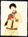 1boy akagami_no_shirayukihime apple cape food fruit obi_(akagami_no_shirayukihime) red_apple redhead scarf smile 