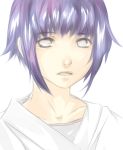  1girl artist_request byakugan face female fishnets hyuuga_hinata looking_at_viewer naruto purple_hair short_hair simple_background solo violet_eyes white_background 