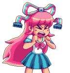  &gt;_&lt; 1girl angry animated animated_gif blush_stickers giffany gravity_falls lowres paul_robertson pink_hair school_uniform serafuku simple_background solo transparent_background very_long_hair 