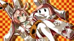  1girl arc_system_works ayame_(0419) creepy_smile dress elphelt_valentine flower ghost green_eyes guilty_gear guilty_gear_xrd halloween pumpkin redhead rose smile wedding_dress white_skin 