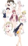  6+girls artist_request asami_lilith ass barefoot bikini blonde_hair female fudou_akio_(trinity_seven) kannazuki_arin kazama_levy kurata_yui lieselotte_sherlock long_hair multiple_girls official_art redhead school_swimsuit straight_hair swimsuit tied_hair trinity_seven twintails very_long_hair yamana_mira 