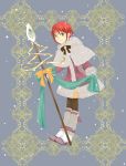  1girl akagami_no_shirayukihime capelet christmas coat gloves green_eyes leg_warmers redhead shirayuki_(akagami_no_shirayukihime) short_hair smile socks 