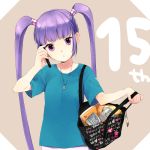  1girl bag contemporary female long_hair phone purple_hair solo sophie_(tales) straight_hair tales_of_(series) tales_of_graces twintails 