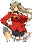  1girl amagi_brilliant_park breasts curvy kawanuma_uotsuri large_breasts long_hair ponytail sento_isuzu skirt solo thigh-highs wide_hips 