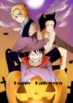 3boys animal_ears brothers frankenstein&#039;s_monster frankenstein;_or,_the_modern_prometheus halloween hat male_focus monkey_d_luffy moon multiple_boys one_piece portgas_d_ace pumpkin rokka sabo_(one_piece) siblings smile trio witch_hat wolf_ears 