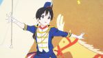  1girl animated animated_gif bangs black_hair blue_eyes hair_ornament kitashirakawa_tamako low_twintails short_hair tamako_market twintails 