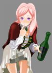  1girl alcohol amira_(shingeki_no_bahamut) bottle breasts cleavage drunk long_hair pink_hair shingeki_no_bahamut shingeki_no_bahamut:_genesis solo violet_eyes wine 