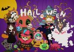  2girls 5boys animal_ears animal_hood aqua_hair baby_5 bat bear_ears black_hair blonde_hair bucket caesar_clown candy cat_ears corazon dellinger donquixote_doflamingo donquixote_pirates donquixote_rocinante dracule_mihawk dress edward_newgate facial_hair fangs gas halloween hat hood horns jack-o&#039;-lantern koala_(one_piece) lollipop long_hair monkey_d_luffy monocle moon multiple_boys multiple_girls mustache one_piece portgas_d_ace pumpkin rob_lucci sabo_(one_piece) sir_crocodile slime smile_(one_piece) striped striped_legwear sugar_(one_piece) sunglasses tombstone trafalgar_law vampire witch_hat wolf_ears 