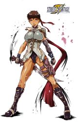  1girl breasts cosplay crossover erect_nipples final_fantasy final_fantasy_xiii full_body kasugano_sakura large_breasts legs lightning_farron lightning_farron_(cosplay) solo street_fighter sword weapon 