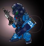  artist_request blue_destiny_01 chibi gun gundam gundam_side_story:_the_blue_destiny mecha shield weapon 