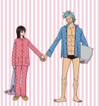  1boy 1girl couple franky nico_robin one_piece polka_dot 