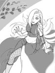  0k0wa 1girl long_hair looking_at_viewer midriff monochrome naruto naruto:_the_last navel solo tegaki very_long_hair yamanaka_ino 