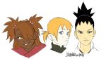  1girl 2boys akimichi_chouchou artist_name black_hair blonde_hair brown_hair dark_skin green_eyes hair_over_one_eye johannathemad multiple_boys nara_shikadai naruto naruto:_the_last pale_skin yamanaka_inojin yellow_eyes 