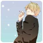  1boy blonde_hair cigarette curry_gohan formal hair_over_one_eye male_focus one_piece sanji smoking solo suit 