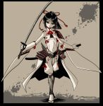  1boy child japanese japanese_clothes male_focus original simple_background solo standing suparu_(detteiu) sword weapon 