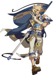  arc_system_works blonde_hair blue_eyes coat cross eyepatch flag gloves guilty_gear guilty_gear_xrd muscle official_art sack shoes sin_kiske 