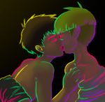  2boys biigu black_background child jeff_andonuts kiss male_focus mother_(game) mother_2 multiple_boys ness simple_background topless yaoi 