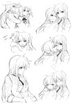  2girls amipiai blush closed_eyes couple embarrassed fate_testarossa happy hat heart kiss long_hair lyrical_nanoha mahou_senki_lyrical_nanoha_force mahou_shoujo_lyrical_nanoha mahou_shoujo_lyrical_nanoha_strikers mahou_shoujo_lyrical_nanoha_vivid monochrome multiple_girls necktie ponytail sketch smile takamachi_nanoha tumblr very_long_hair yuri 