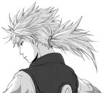  1boy jiraiya lowres male_focus monochrome naruto ponytail profile sketch solo terragin vest 