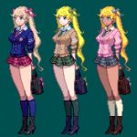  1girl alternate_color breasts character_request female high_heels original pixel_art red-p solo standing tied_hair twintails 