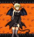  1girl bat_wings blue_eyes blush eleonore_kliesen gothic_lolita halloween horns lolita_fashion ootori_sen_na_gatsu solo tail tekken thigh-highs wings 