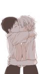  2boys blush couple hug ikari_shinji kiss male_focus multiple_boys nagisa_kaworu neon_genesis_evangelion simple_background standing torhimo white_background yaoi 