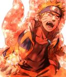  1boy aura forehead_protector fox kirabbq male_focus naruto open_mouth solo uzumaki_naruto 