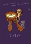  1boy alfred_pennyworth apron balding bat batman_(series) bow bowtie butler calborn dc_comics halloween jack-o&#039;-lantern male_focus pumpkin solo 