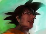  1boy black_hair creepy dragon_ball jintetsu male_focus open_mouth solo son_gokuu tongue 