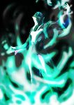  1boy abstract blue_fire bodysuit fire gloves glowing highres limbo_(warframe) male_focus mask oberon826 pixiv_manga_sample warframe white_gloves 